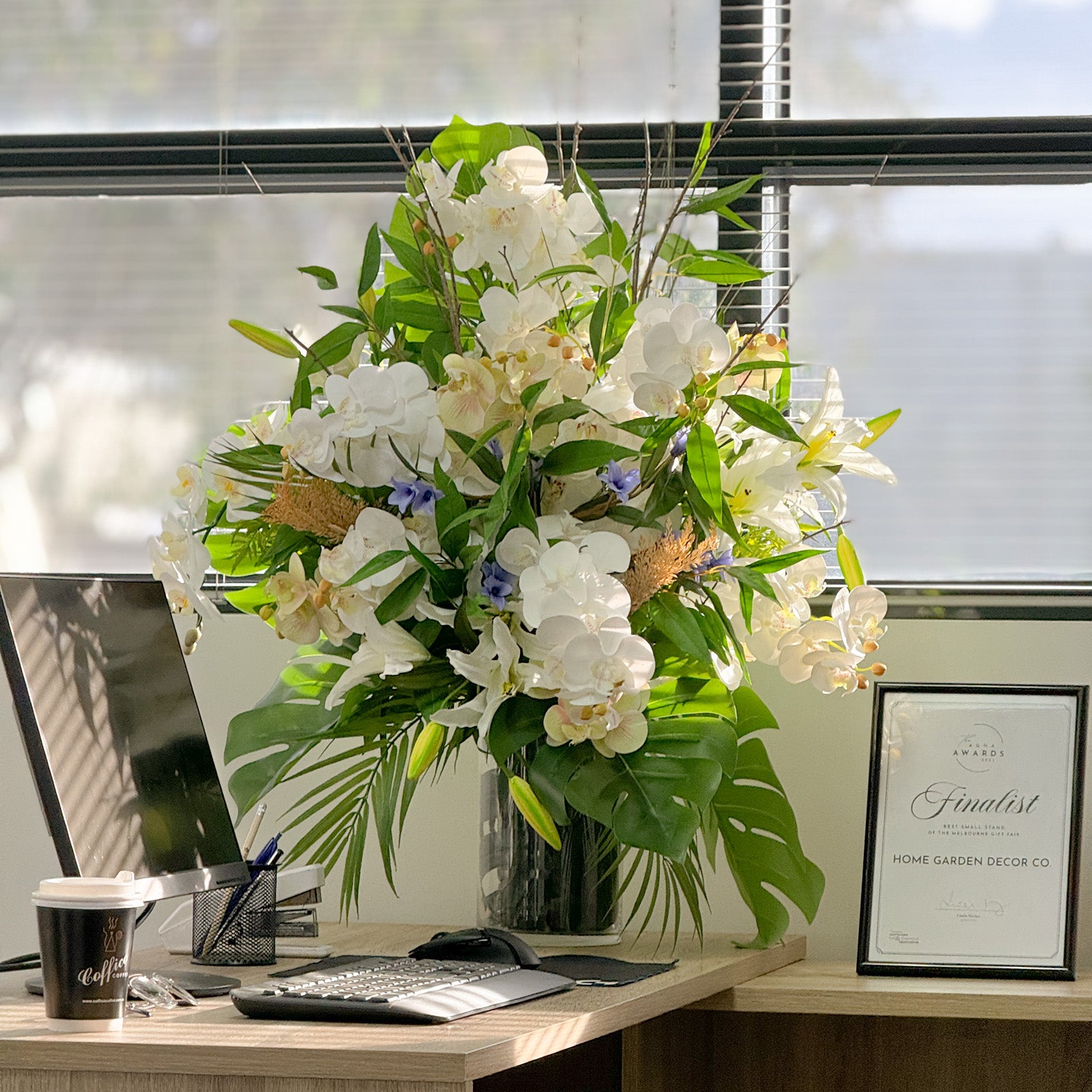 Artificial Flowers Arrangement on desk