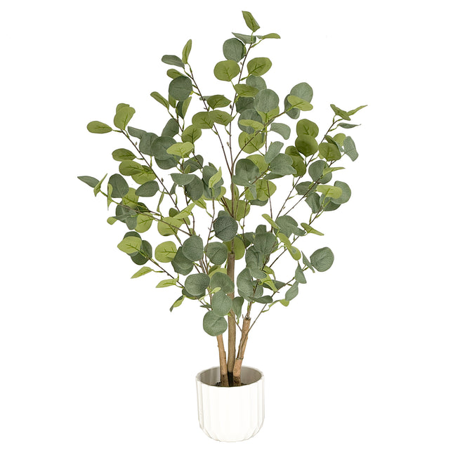 Artificial Eucalyptus trees Blue Gum variety tree plant in white colour pot