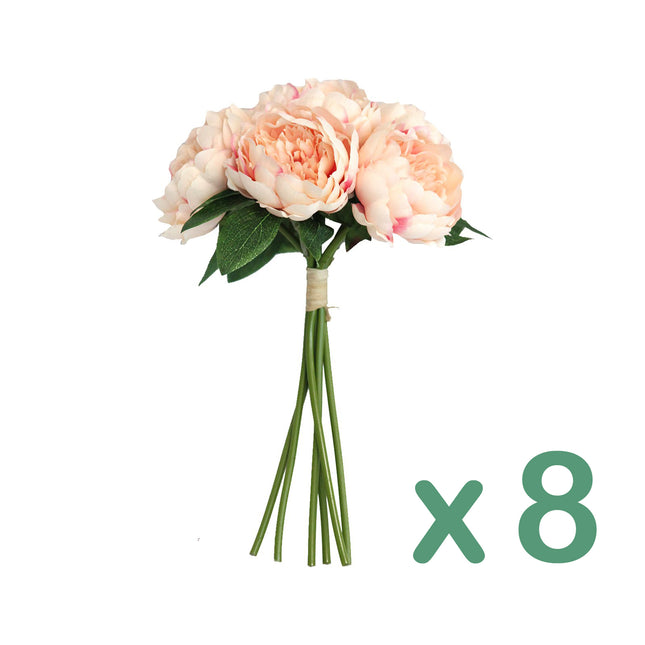 Artificial Flowers Peony Posy Bouquet Peach Colour