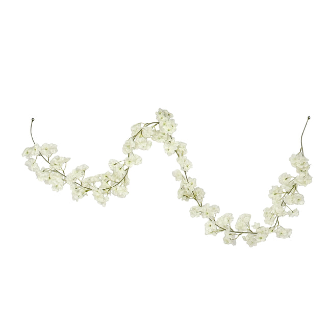 Artificial Garland - Cherry Blossom - White