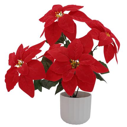 Artificial Red Poinsettia Flowers Plant in White Pot  45cm