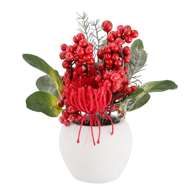 Artificial Christmas Native Table Decoration - Red 20cm