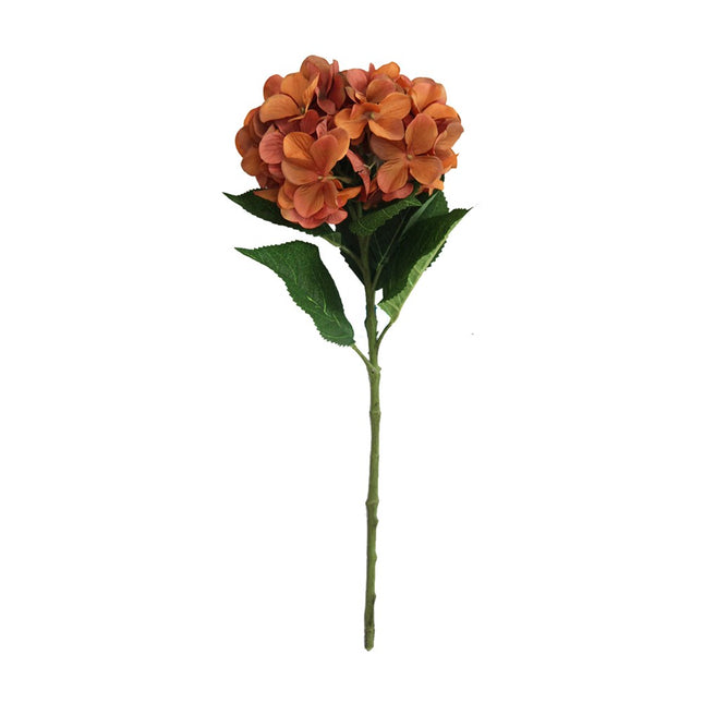 55cm Artificial Hydrangea Stem - ORANGE