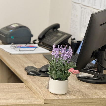 Artificial Lavender Purple Plant in white pot